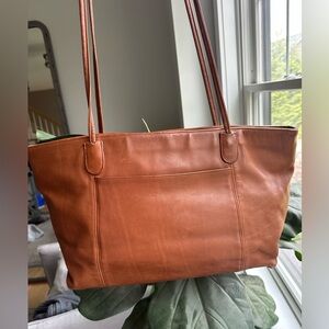 Coach Vintage Le Donne Leather Travel Tote Bag with Long Handles in Cognac Brown